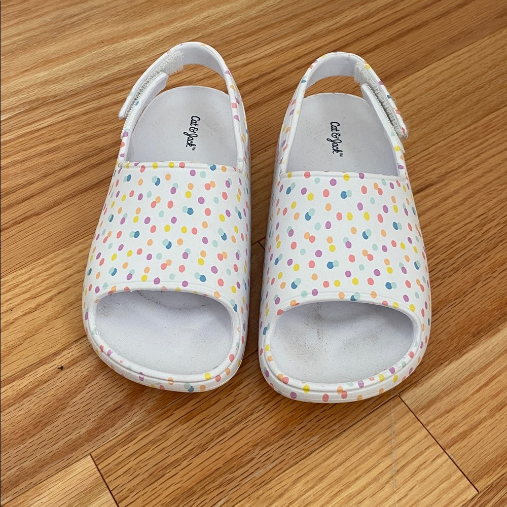 Cat & Jack White Sandals with Multicolor Dots